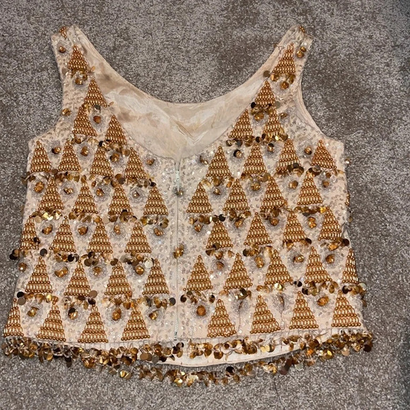 Vintage Jo-Ro Imports Sequin Top. Cream/Yellow. Medium, Wool. X - Picture 5 of 6